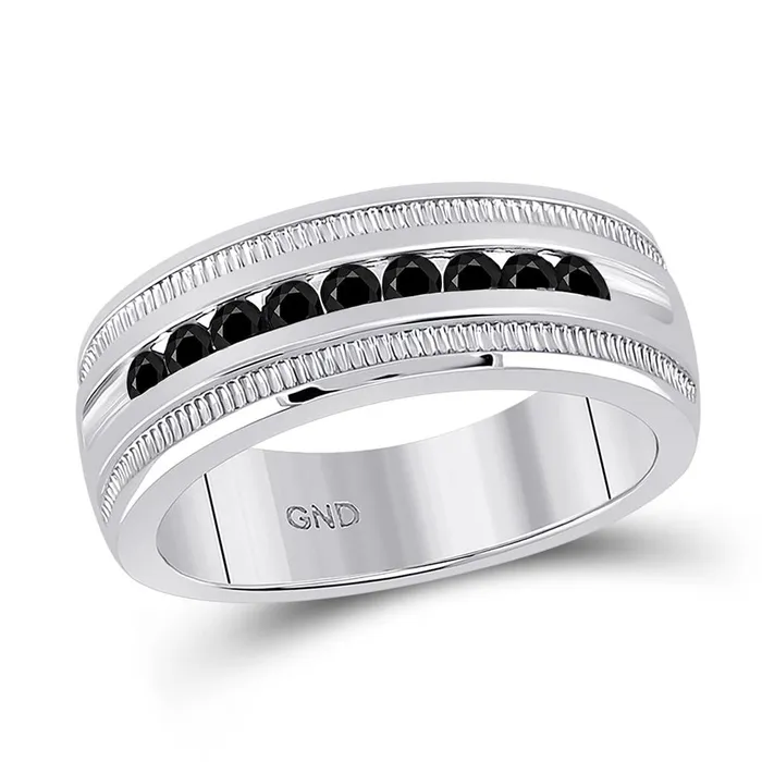 14k White Gold Black Diamond Wedding Band Ring 12 Cttw gndatlanta Rings 14k White Gold Black Diamond Wedding Band Ring 12 Cttw gndatlanta Rings