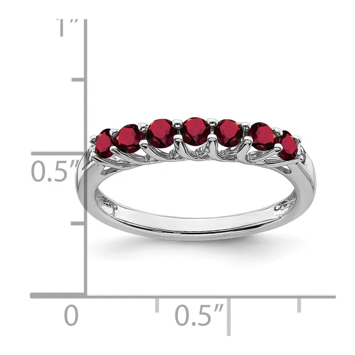 14k White Gold Created Ruby and Real Diamond 7stone Ring Goldia Rings