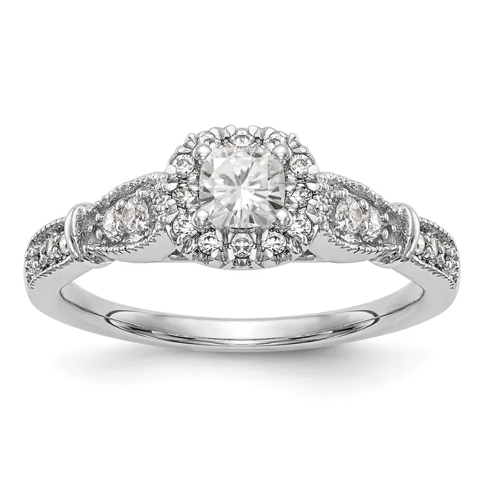 14K White Gold Diamond Cushion CZ Cushion Halo Engagement Ring Goldiacom Rings 14K White Gold Diamond Cushion CZ Cushion Halo Engagement Ring Goldiacom Rings