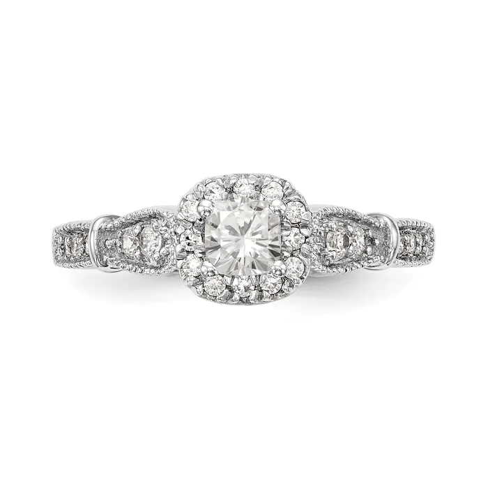 14K White Gold Diamond Cushion CZ Cushion Halo Engagement Ring Goldiacom Rings