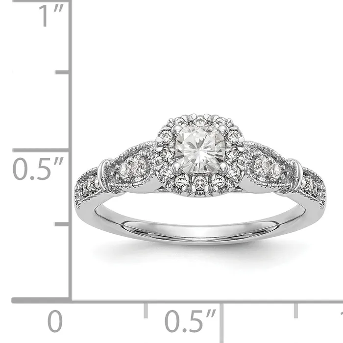14K White Gold Diamond Cushion CZ Cushion Halo Engagement Ring Goldiacom Rings