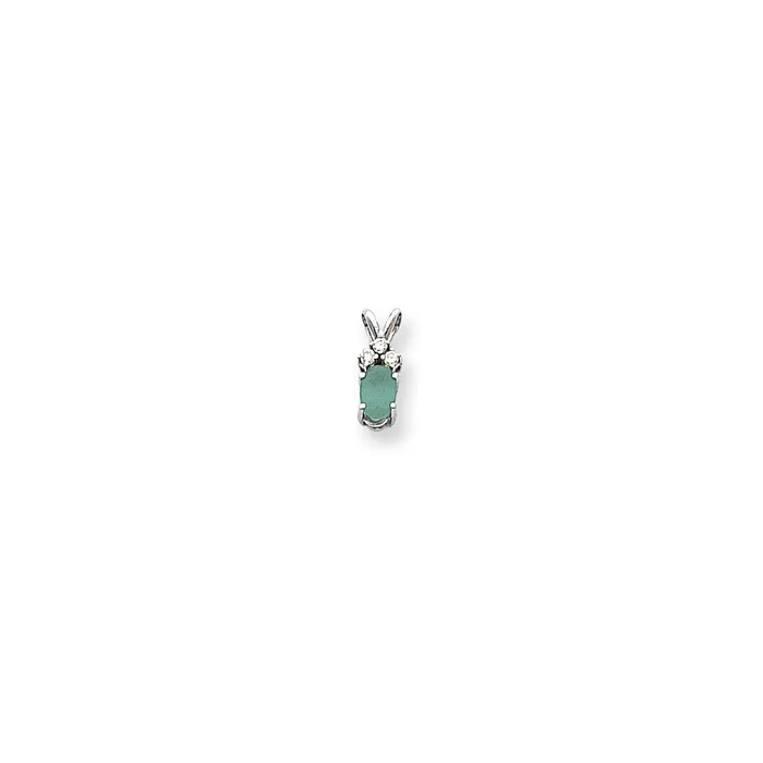 14k White Gold Emerald Real Diamond pendant Goldia Necklaces