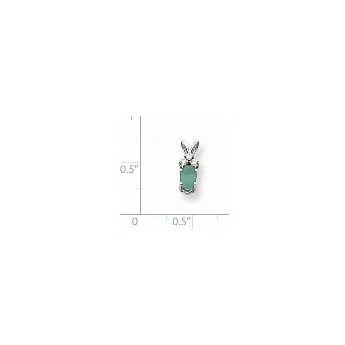 14k White Gold Emerald Real Diamond pendant Goldia Necklaces
