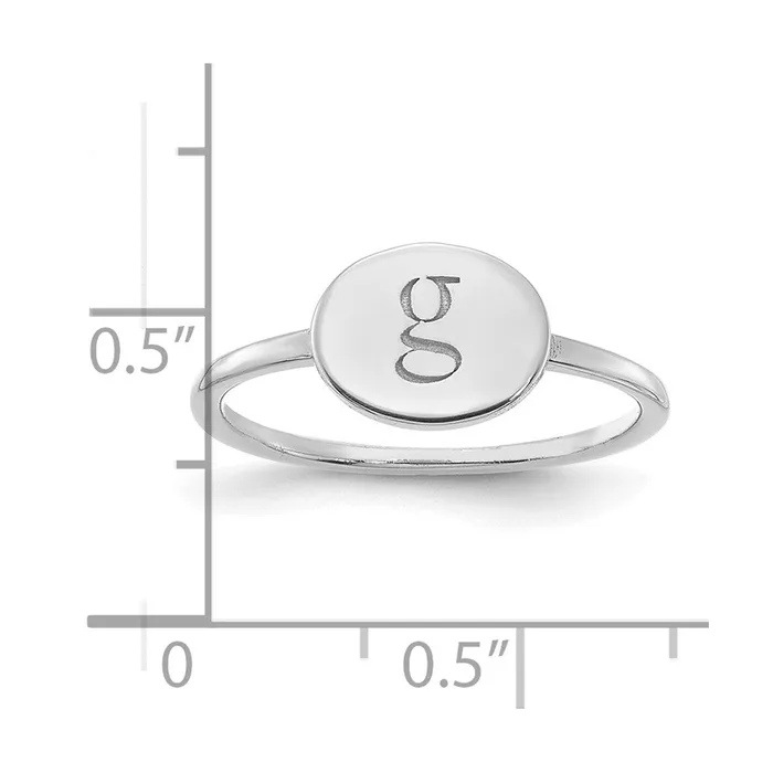 14K White Gold Initial Oval Signet Ring Goldia Rings