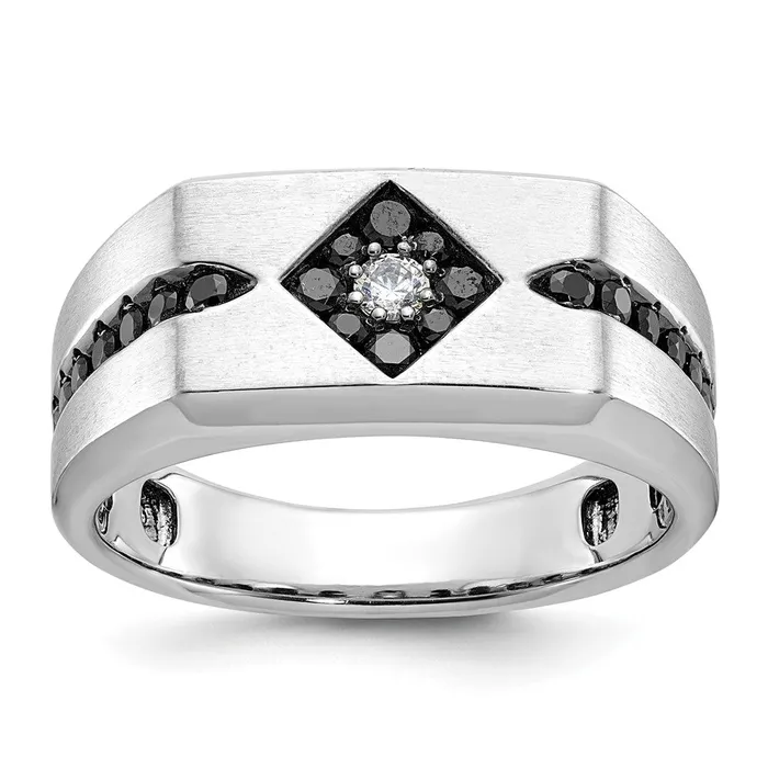 14k White Gold Mens Satin Diamond Ring Mounting Goldia Rings