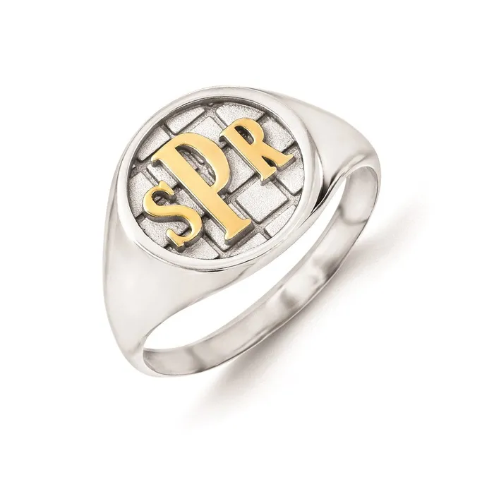 14K White Gold Monogram Signet Ring Goldia Rings