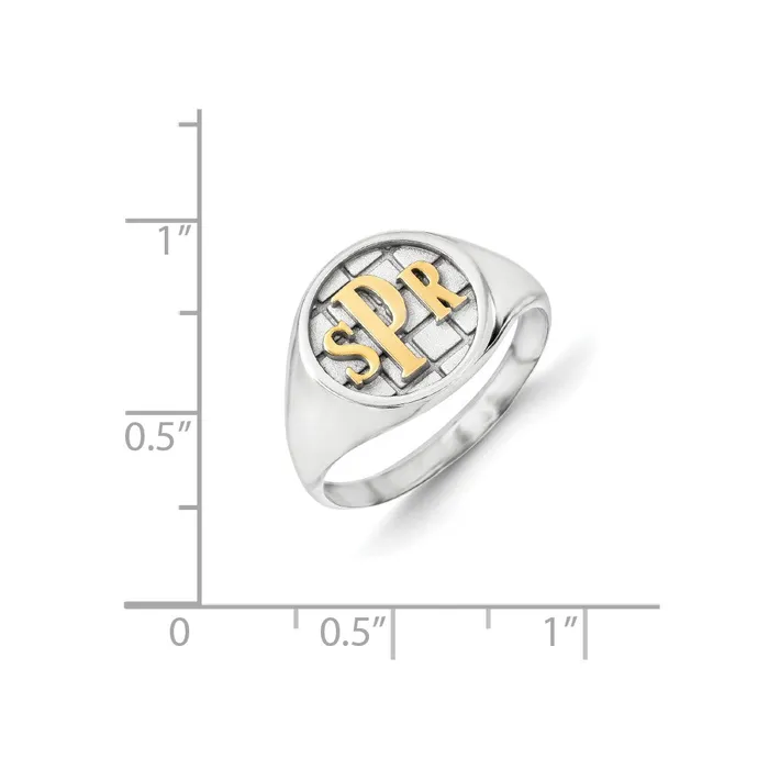 14K White Gold Monogram Signet Ring Goldia Rings
