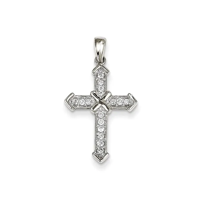 14k White Gold Passion Real Diamond Cross Pendant Goldia Necklaces