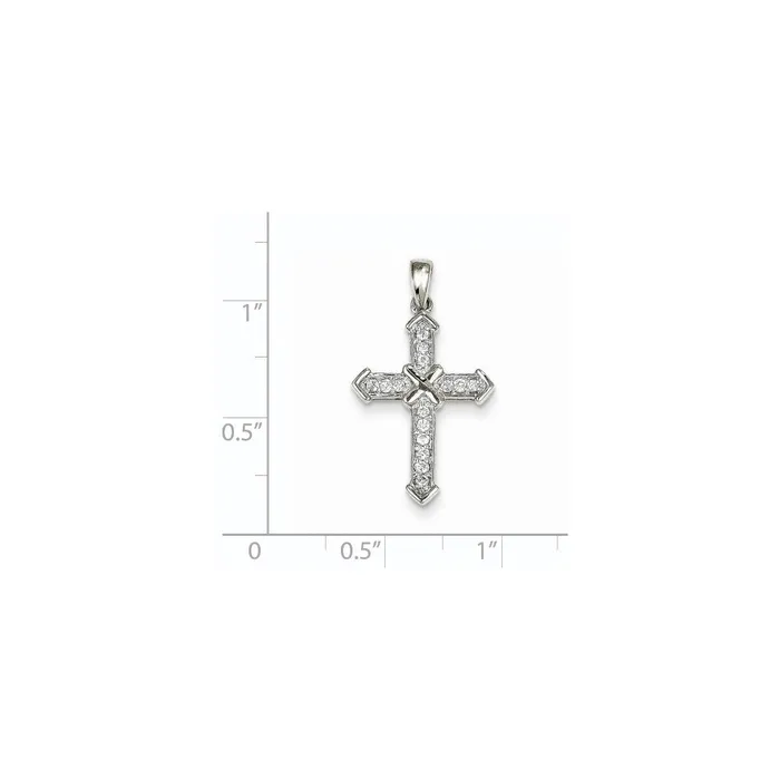 14k White Gold Passion Real Diamond Cross Pendant Goldia Necklaces