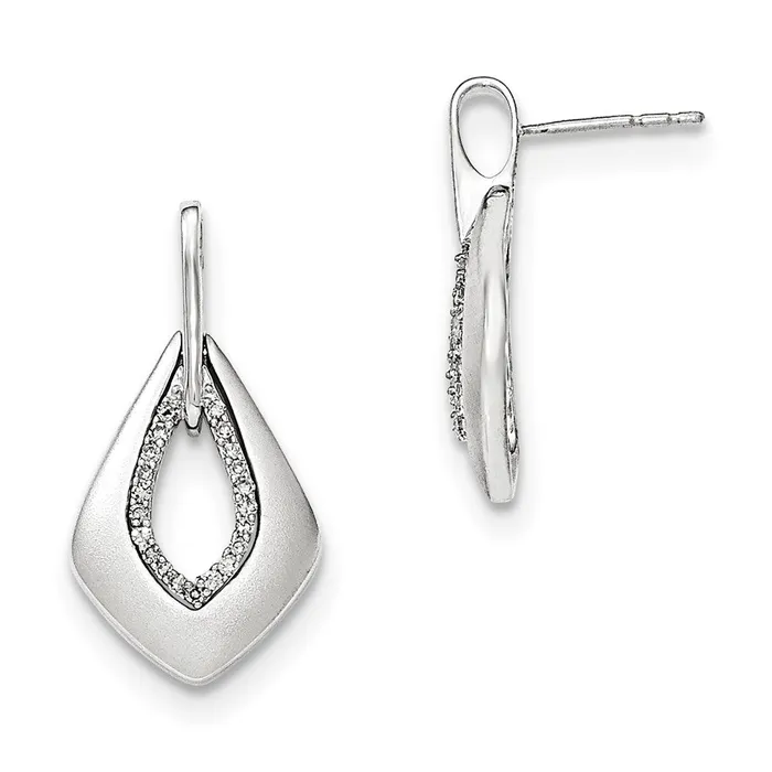 14K White Gold Polished u0026 Satin Real Diamond Post Dangle Earrings Goldia Earrings 14K White Gold Polished u0026 Satin Real Diamond Post Dangle Earrings Goldia Earrings