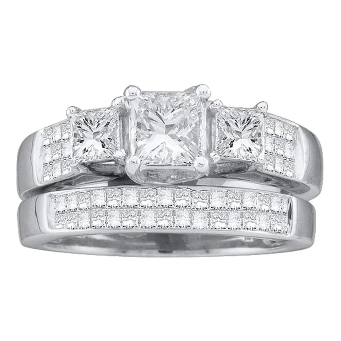 14k White Gold Princess Diamond Bridal Wedding Ring Set 2 Cttw gndatlanta Rings 14k White Gold Princess Diamond Bridal Wedding Ring Set 2 Cttw gndatlanta Rings