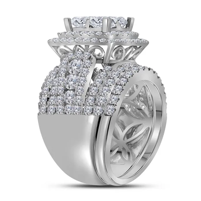 14k White Gold Princess Diamond Bridal Wedding Ring Set 412 Cttw gndatlanta Rings 14k White Gold Princess Diamond Bridal Wedding Ring Set 412 Cttw gndatlanta Rings