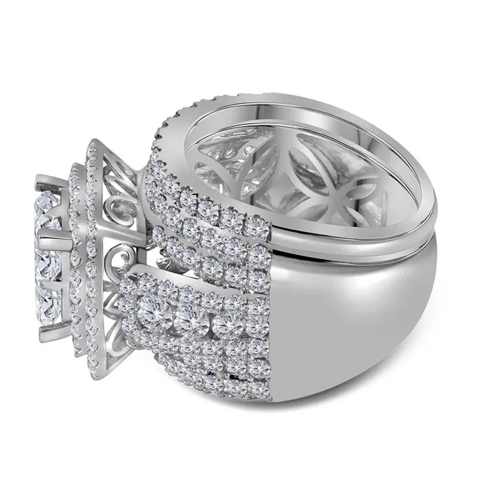 14k White Gold Princess Diamond Bridal Wedding Ring Set 412 Cttw gndatlanta Rings