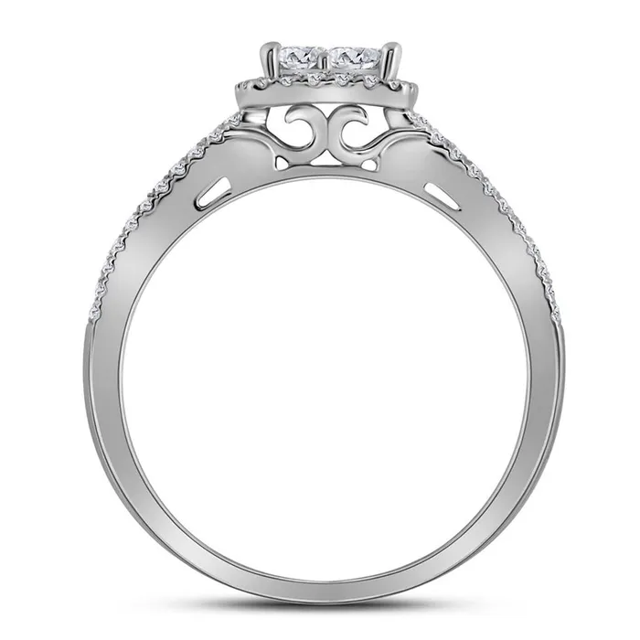 14k White Gold Princess Diamond Halo Bridal Wedding Ring Set 1 Cttw gndatlanta Rings 14k White Gold Princess Diamond Halo Bridal Wedding Ring Set 1 Cttw gndatlanta Rings