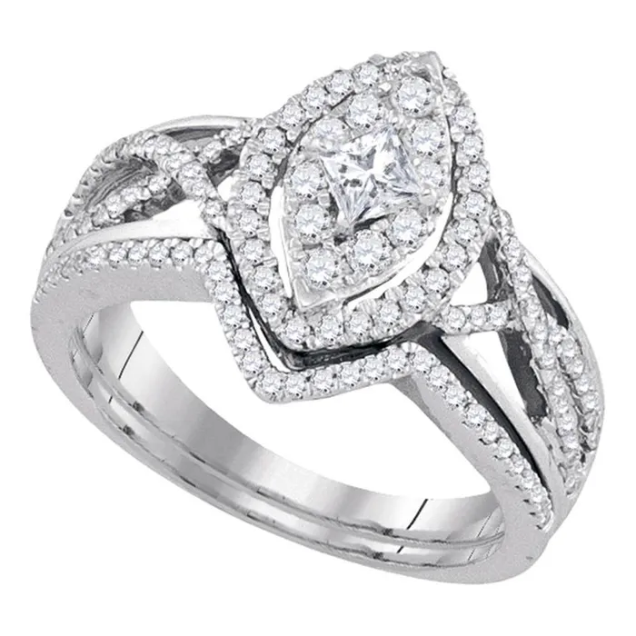 14k White Gold Princess Diamond Oval Bridal Wedding Ring Set 78 Cttw gndatlanta Rings 14k White Gold Princess Diamond Oval Bridal Wedding Ring Set 78 Cttw gndatlanta Rings