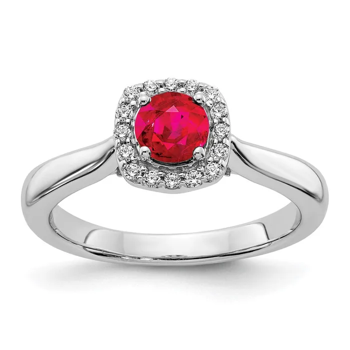 14k White Gold Real Diamond and Ruby Halo Ring Goldiacom Rings