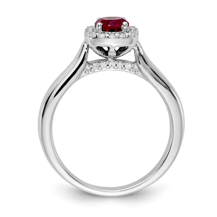 14k White Gold Real Diamond and Ruby Halo Ring Goldiacom Rings