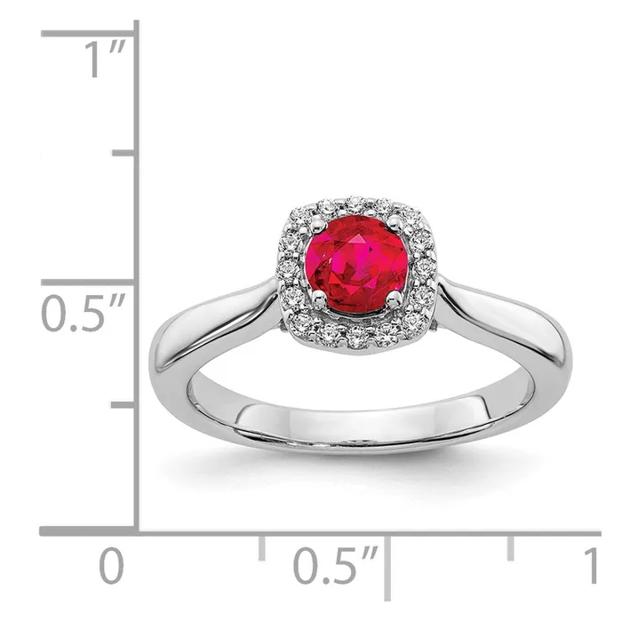 14k White Gold Real Diamond and Ruby Halo Ring Goldiacom Rings