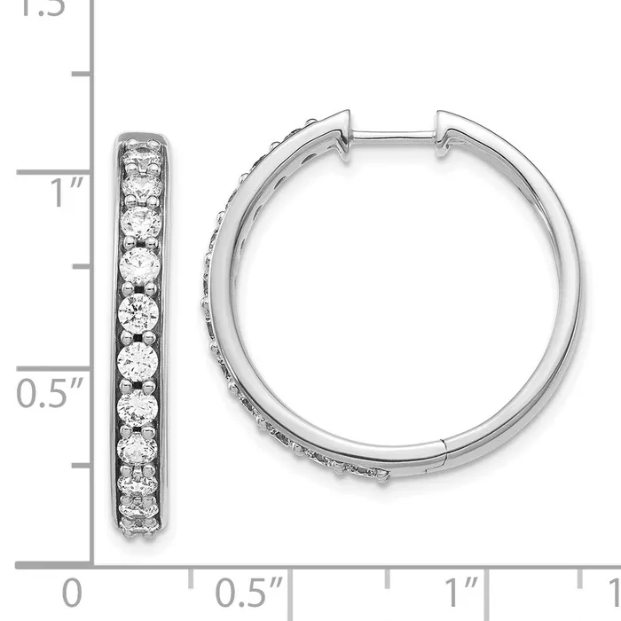 14k White Gold Real Diamond Hoop Earrings Goldia Earrings