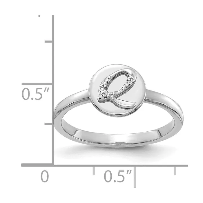 14k White Gold Real Diamond Initial Q Ring Goldiacom Rings
