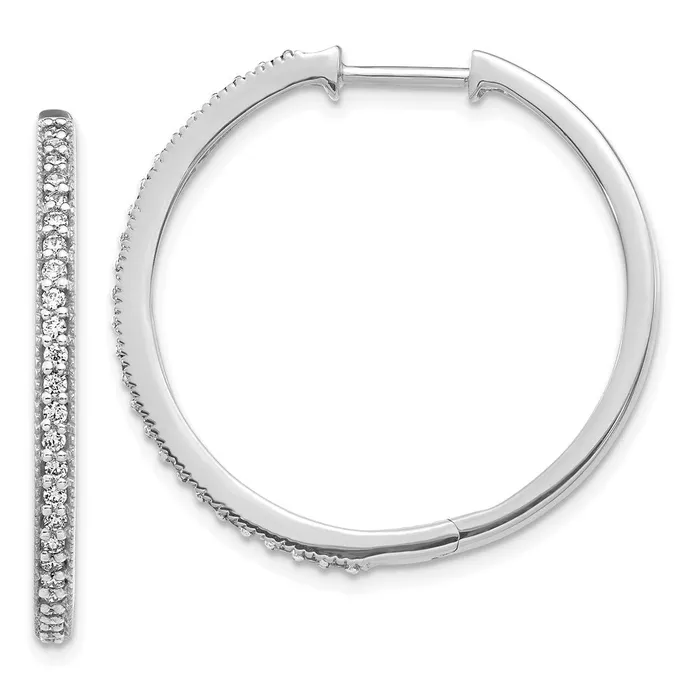 14k White Gold Real Diamond Milgrain Hinged Hoop Earrings Goldia Earrings 14k White Gold Real Diamond Milgrain Hinged Hoop Earrings Goldia Earrings