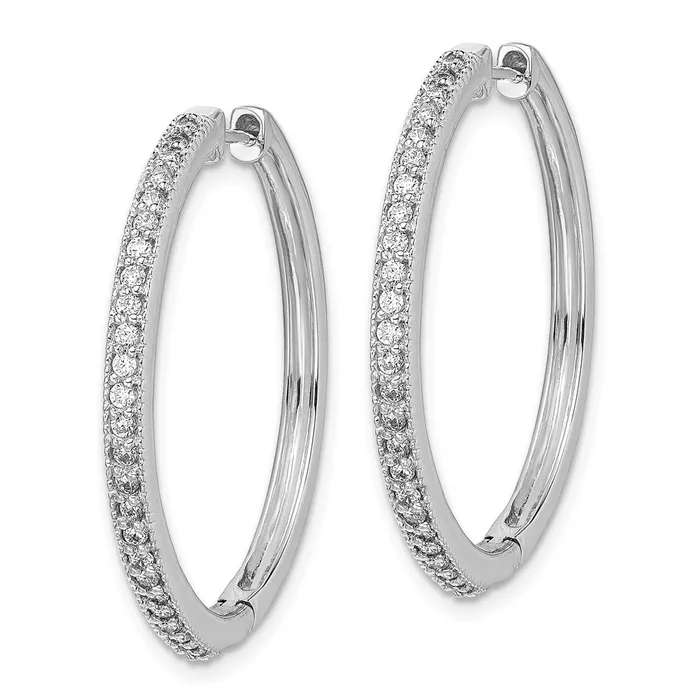 14k White Gold Real Diamond Milgrain Hinged Hoop Earrings Goldia Earrings