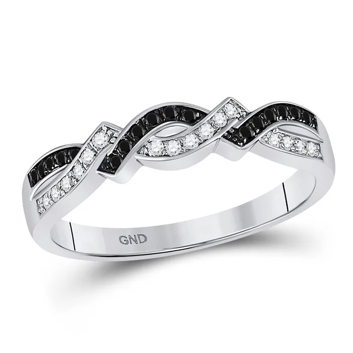 14k White Gold Round Black Diamond Band Ring 16 Cttw gndatlanta Rings