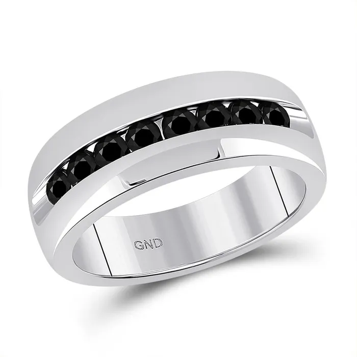 14k White Gold Round Black Diamond Fashion Band 1 Cttw gndatlanta Rings 14k White Gold Round Black Diamond Fashion Band 1 Cttw gndatlanta Rings