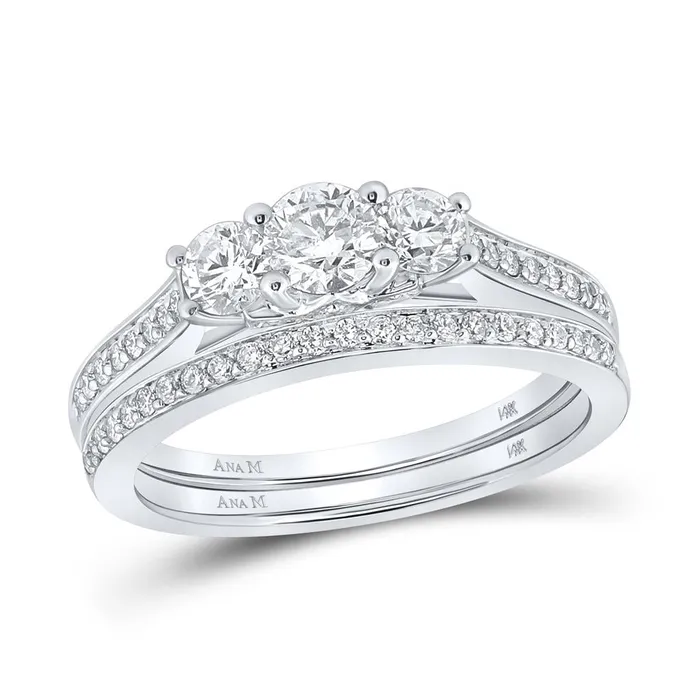 14k White Gold Round Diamond Bridal Wedding Ring Set 1 Cttw Certified gndatlanta Rings