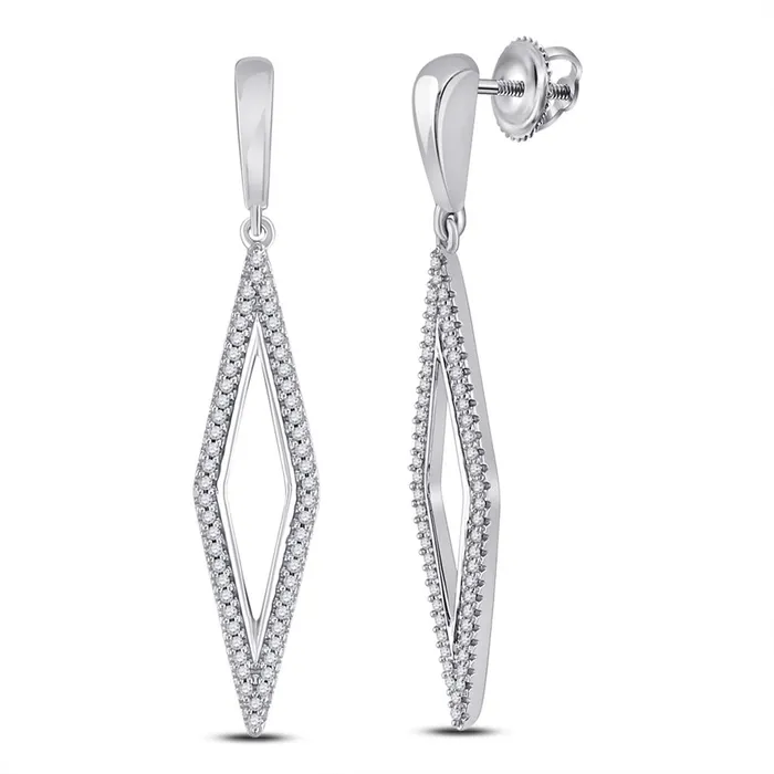 14k White Gold Round Diamond Geometric Dangle Earrings 13 Cttw gndatlanta Earrings 14k White Gold Round Diamond Geometric Dangle Earrings 13 Cttw gndatlanta Earrings
