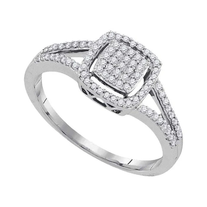 14k White Gold Round Diamond Square Cluster Splitshank Ring 14 Cttw gndatlanta Rings 14k White Gold Round Diamond Square Cluster Splitshank Ring 14 Cttw gndatlanta Rings