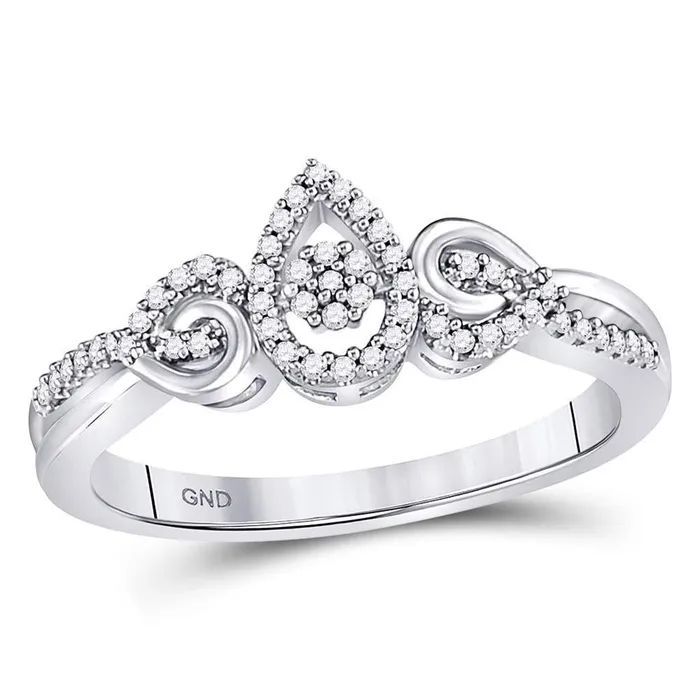 14k White Gold Round Diamond Teardrop Curl Cluster Ring 110 Cttw gndatlanta Rings 14k White Gold Round Diamond Teardrop Curl Cluster Ring 110 Cttw gndatlanta Rings