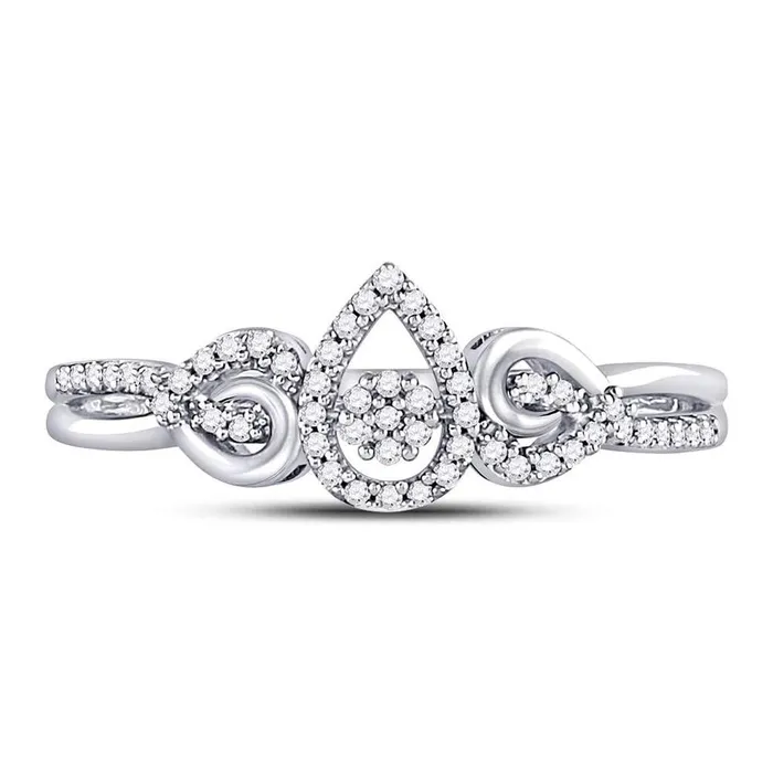 14k White Gold Round Diamond Teardrop Curl Cluster Ring 110 Cttw gndatlanta Rings