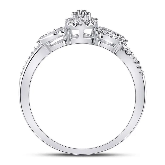 14k White Gold Round Diamond Teardrop Curl Cluster Ring 110 Cttw gndatlanta Rings