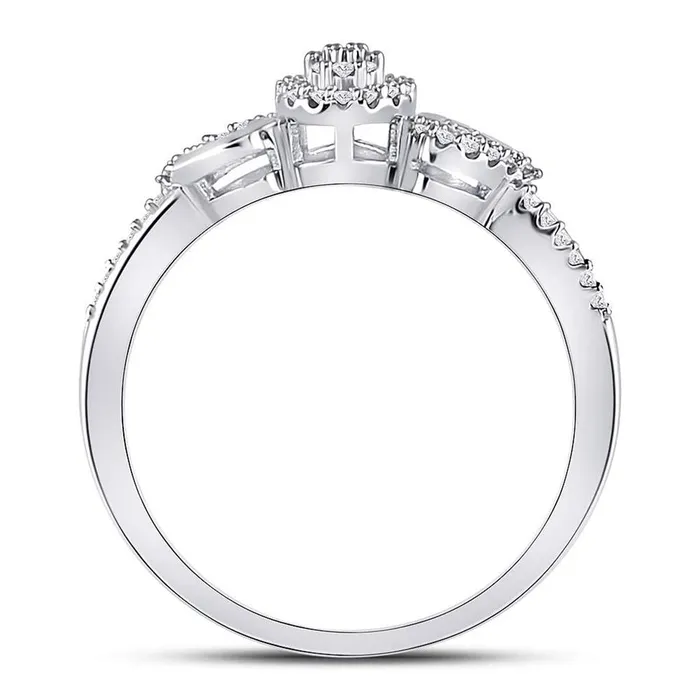 14k White Gold Round Diamond Teardrop Curl Cluster Ring 110 Cttw gndatlanta Rings