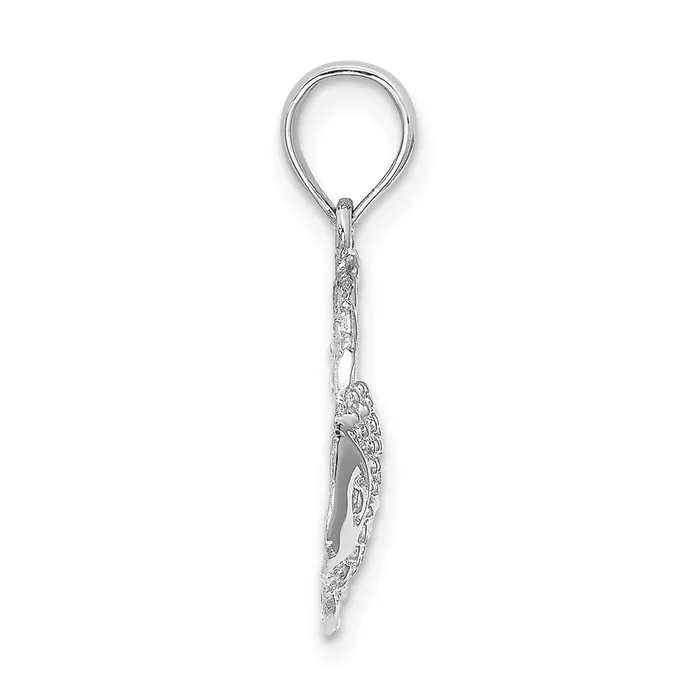 14k White Gold Textured Fish Charm Goldia Charm Necklaces