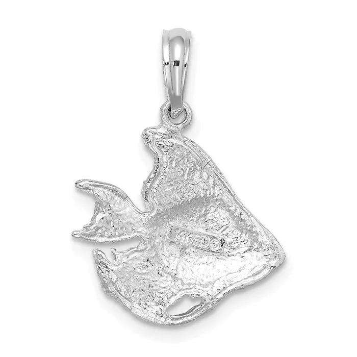 14k White Gold Textured Fish Charm Goldia Charm Necklaces