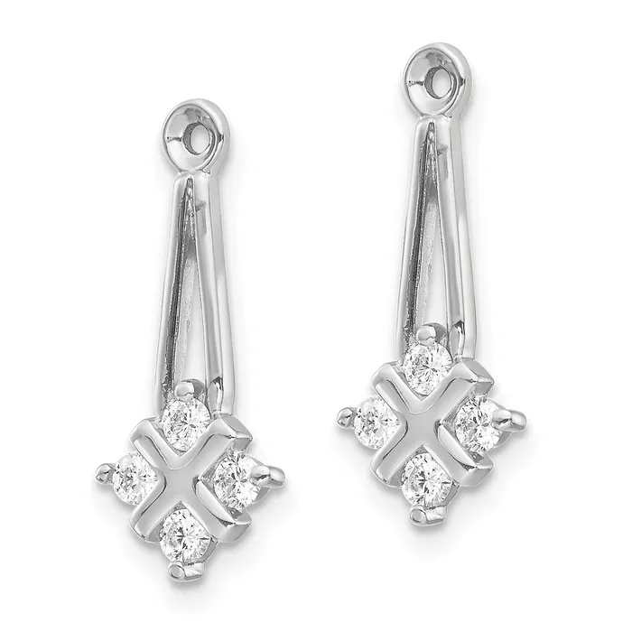 14k White Gold VS Dangle Cluster Diamond Earring Jacket goldiaca Earrings