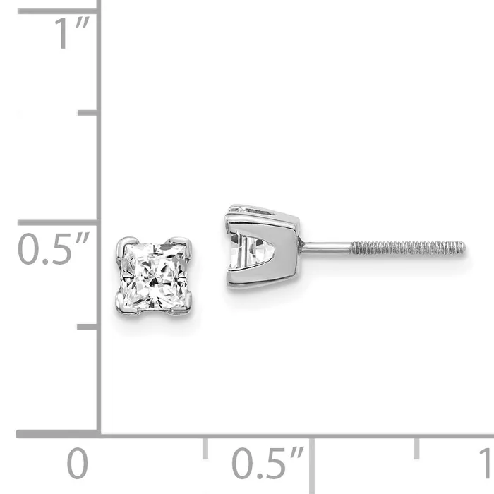 14k White Gold VS Quality Complete Princess Cut Diamond Earrings goldiaca Earrings
