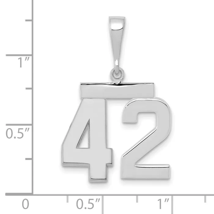 14k White Goldw Medium Polished Number 42 Charm Goldia Charm Necklaces