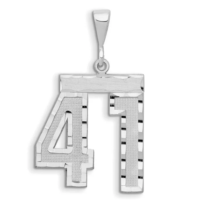 14k White Goldw Small Brushed Diamondcut Number 41 Charm Goldia Charm Necklaces 14k White Goldw Small Brushed Diamondcut Number 41 Charm Goldia Charm Necklaces