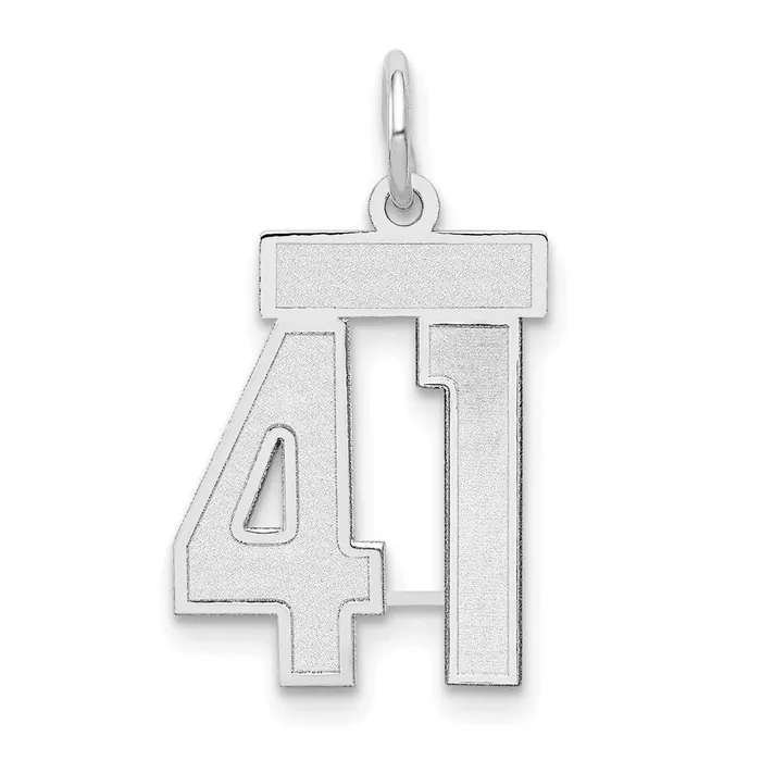 14k White Goldw Small Satin Number 41 Charm Goldia Charm Necklaces