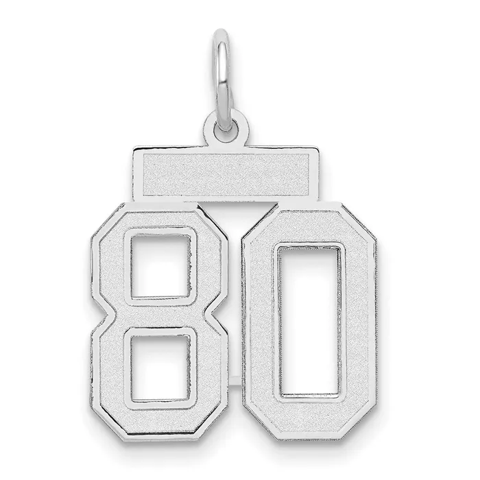 14k White Goldw Small Satin Number 80 Charm Goldia Charm Necklaces