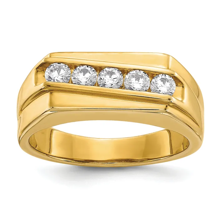14k Yellow Gold 12 Ct Lab Grown Diamond VSSI G Five Stone Mens Ring Goldia Rings 14k Yellow Gold 12 Ct Lab Grown Diamond VSSI G Five Stone Mens Ring Goldia Rings