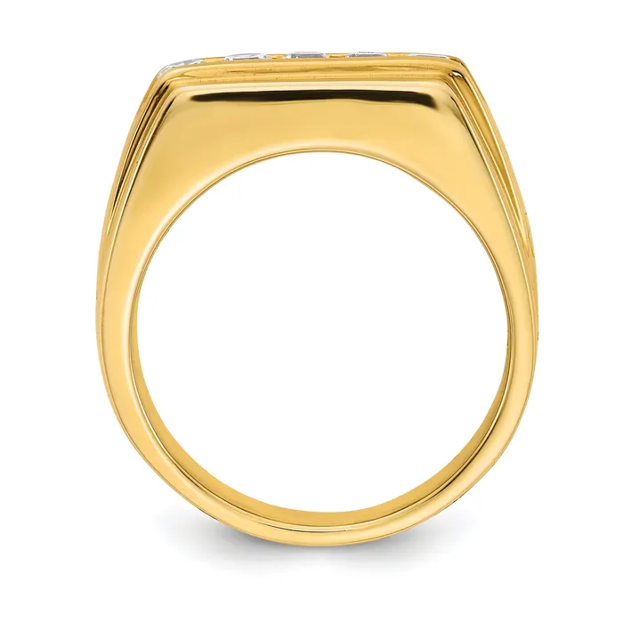 14k Yellow Gold 12 Ct Lab Grown Diamond VSSI G Five Stone Mens Ring Goldia Rings