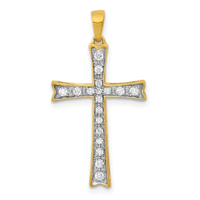 14k Yellow Gold 15 Ct Lab Grown Diamond VSSI G Cross Pendant Goldia Necklaces