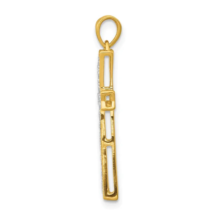 14k Yellow Gold 15 Ct Lab Grown Diamond VSSI G Cross Pendant Goldia Necklaces