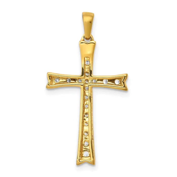 14k Yellow Gold 15 Ct Lab Grown Diamond VSSI G Cross Pendant Goldia Necklaces