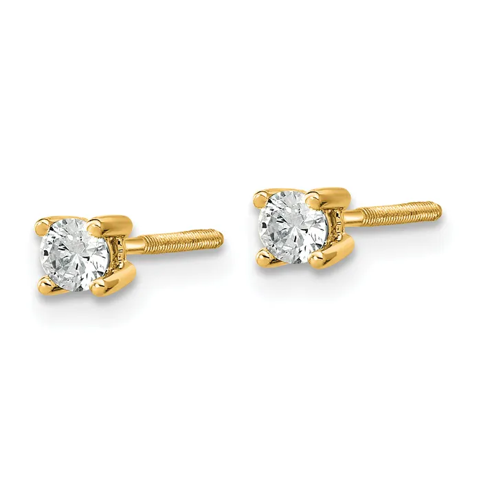 14k Yellow Gold 15 ctw Certified Lab Grown Diamond VSSI G Round 4 Prong Heavy Wt Screwback Stud Earrings Goldia Earrings