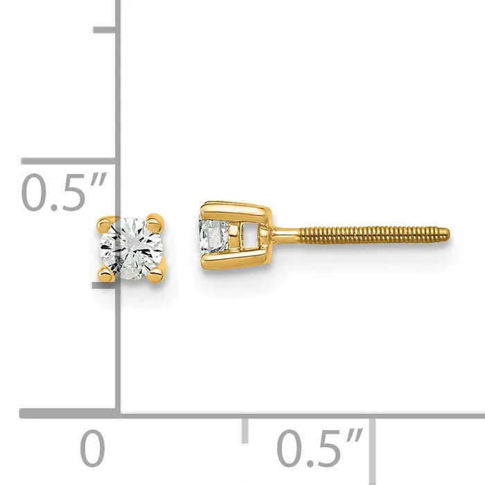 14k Yellow Gold 15 ctw Certified Lab Grown Diamond VSSI G Round 4 Prong Heavy Wt Screwback Stud Earrings Goldia Earrings